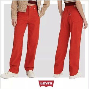 ✨ Levi’s 94 Baggy Jeans Women’s 35x30 Corduroy Red Loose Mid Rise Straight Leg